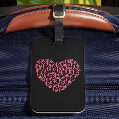 Pink Running Silhouette Heart _ Women Runner Luggage Tag