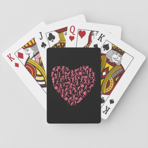 Pink Running Silhouette Heart _ Women Runner Playing Cards