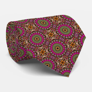 Pink Rust Mandala Pattern Neck Tie