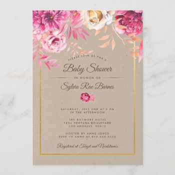 Pink Rustic Baby Shower Invitation by party_depot at Zazzle