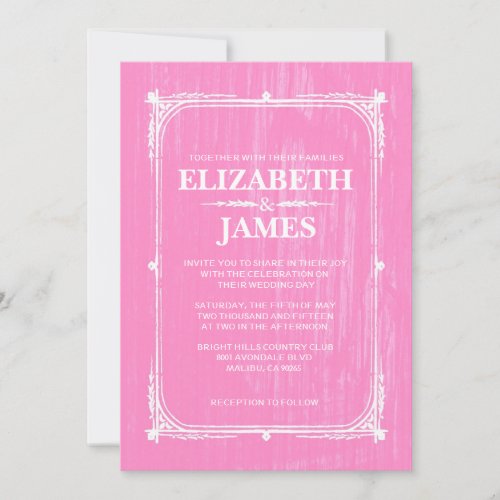 Pink Rustic Barn Wood Wedding Invitations