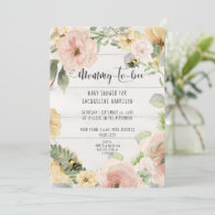 Pink Rustic BOHO Flowers Mommy to Bee Shower Invitation