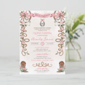 Pink Rustic Boho Western Charra Quinceanera  Invitation (Standing Front)