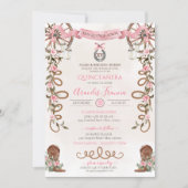 Pink Rustic Boho Western Charra Quinceanera  Invitation (Front)