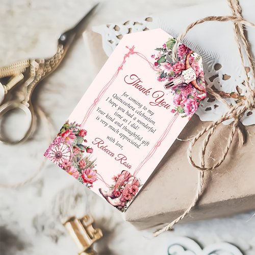 Pink Rustic Boho Western Charra Theme Quinceanera Gift Tags