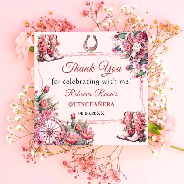 Pink Rustic Boho Western Charra Theme Quinceanera  Napkins (Creator Uploaded)