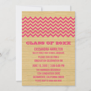Pink Rustic Chevron Graduation Invite