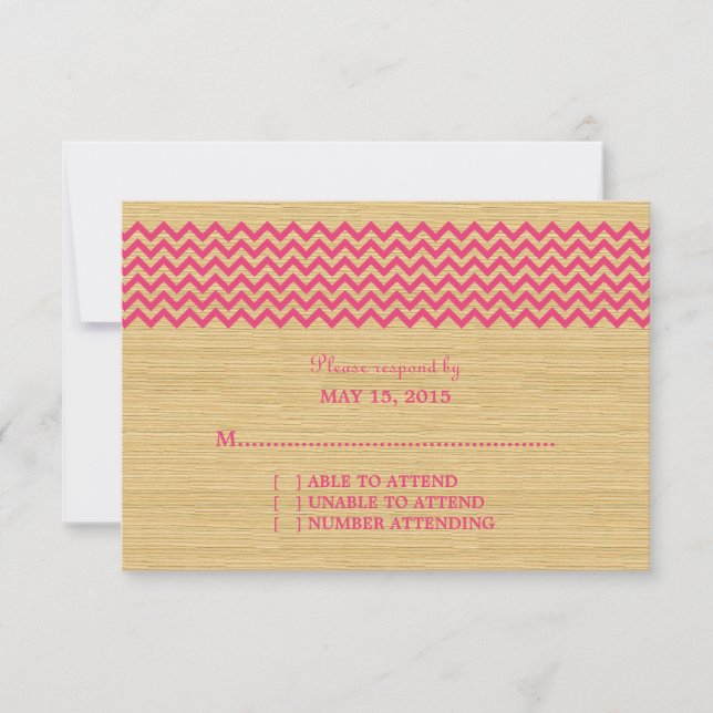 Pink Rustic Chevron Response Card (Front)