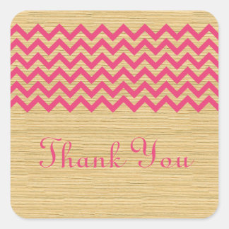 Pink Rustic Chevron Thank You Stickers