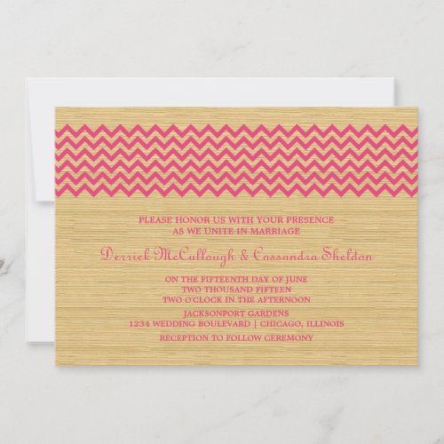 Pink Rustic Chevron Wedding Invite