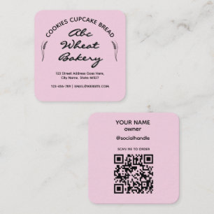 Pink Rustic Cottage Bakery Square Business Card