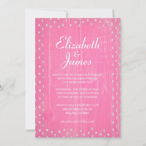 Pink Rustic Country Barn Wood Wedding Invitations