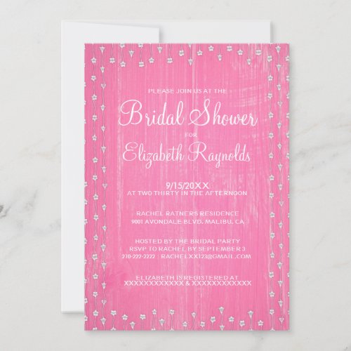 Pink Rustic Country Bridal Shower Invitations