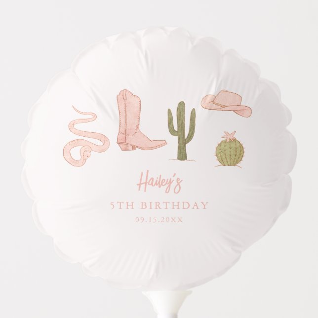 Pink Rustic Cowgirl Birthday Party Balloon (Front)