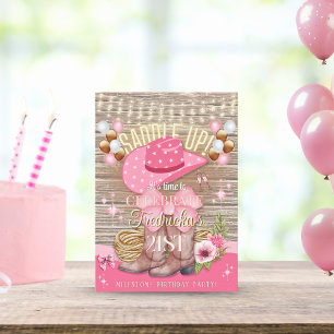 Pink Rustic Cowgirl Rodeo 21st Milestone Birthday Invitation