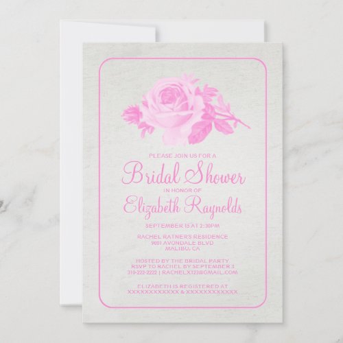 Pink Rustic Floral/Flower Bridal Shower Invitation