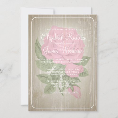 Pink Rustic Floral Wedding Invitations