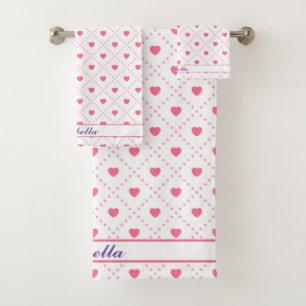 Pink Rustic Heart Valentines Day Collection Bath Towel Set
