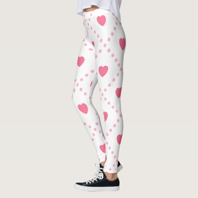 Pink Rustic Heart Valentines Day Collection Leggings (Left)