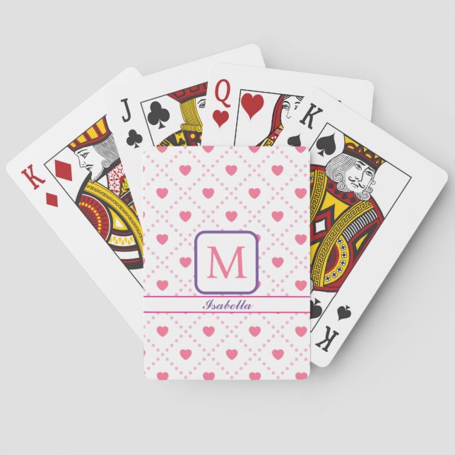 Pink Rustic Heart Valentines Day Collection Poker Cards (Back)