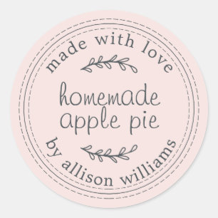 Pink Rustic Homemade Apple Pie Label