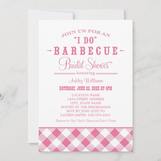 Pink Rustic I Do Bbq Bridal Shower Invitation