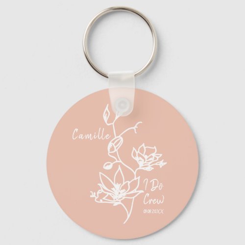 Pink Rustic I Do Crew Bridesmaid Bridal Party Can  Keychain
