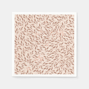 Pink Rustic Leaves Botanical Glam Bridal Shower Napkins