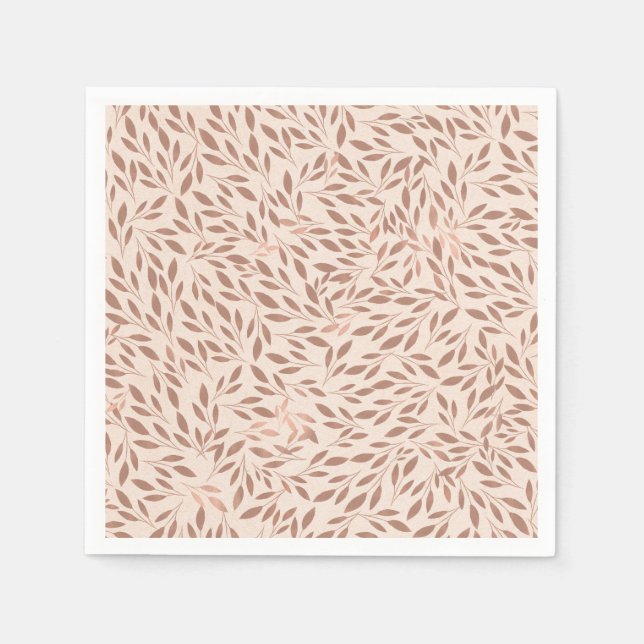 Pink Rustic Leaves Botanical Glam Bridal Shower Napkins (Front)