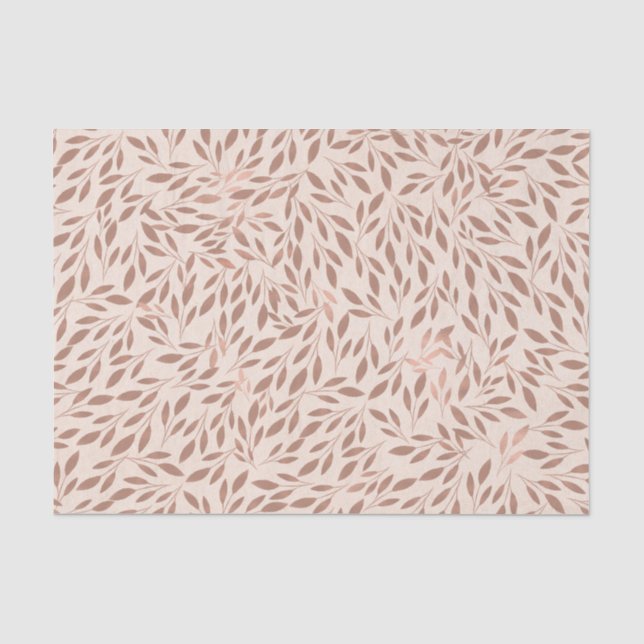 Pink Rustic Leaves Botanical Glam Bridal Shower Tissue Paper (Front)