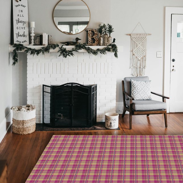 Pink Rustic Modern Farmhouse Plaid Area  Rug (Pink Rustic Modern Farmhouse Plaid Area Rug)