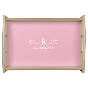 Pink Rustic Monogram serving tray