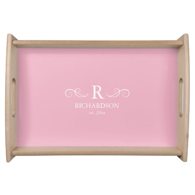 Pink Rustic Monogram serving tray (Front)