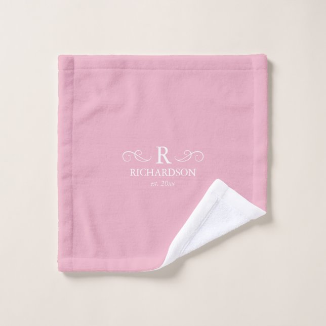 Pink Rustic Monogram Wash Cloth (Wash Cloth)