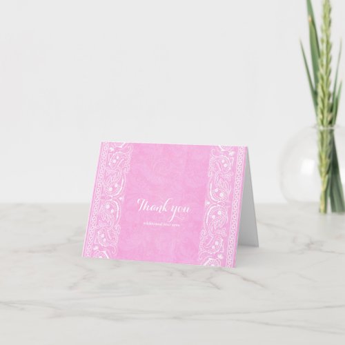 Pink Rustic Paisley Country Western Thank You Card