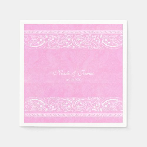 Pink Rustic Paisley Country Western Wedding Napkins