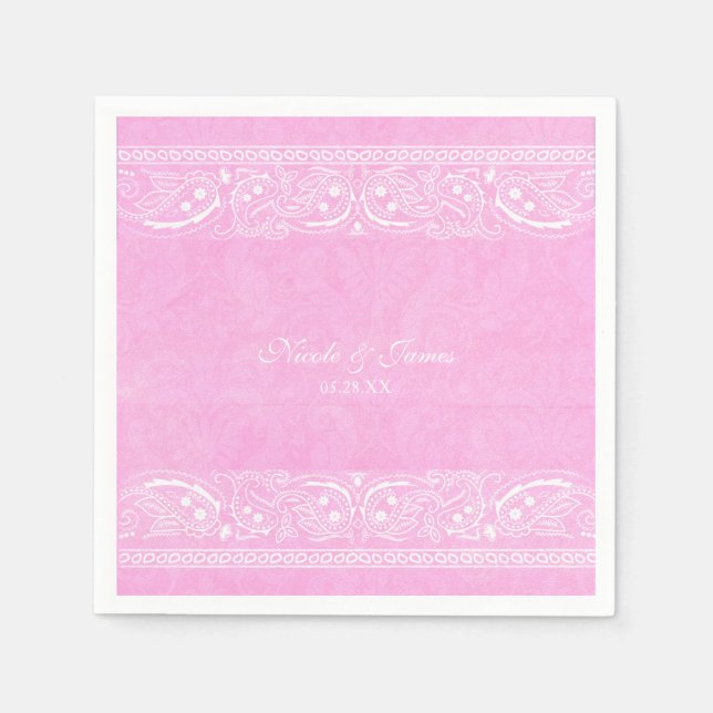 Pink Rustic Paisley Country Western Wedding Napkins (Front)
