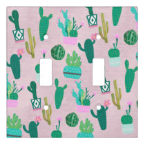 Pink Rustic Southwestern Cacti Cactus Plants Light Switch Cover