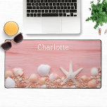 Pink Rustic Wood Beach Seashells Personalized Name Desk Mat<br><div class="desc">Pink Rustic Wood Beach Seashells Personalized Name Desk Mat features seashells on a rustic pink wooden background with your personalized name in an modern calligraphy script typography. Perfect gift for family and friends for birthday, Christmas, Mother's Day, Grandparents, sister, wife, girlfriend, partner, best friends, work colleagues and more. Designed by...</div>