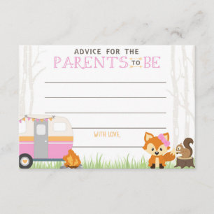 Pink RV Camper Baby Shower Advice Cards