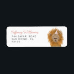 Pink Safari Animal Lion Return Address Label<br><div class="desc">Cute safari theme return address label featuring an illustration of a lion with a pink party hat. You can use this for your baby shower or kid's birthday party.</div>