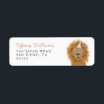 Pink Safari Animal Lion Return Address Label<br><div class="desc">Cute safari theme return address label featuring an illustration of a lion with a pink party hat. You can use this for your baby shower or kid's birthday party.</div>