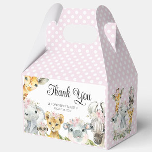 Pink Safari Animals Baby Shower Favor Box