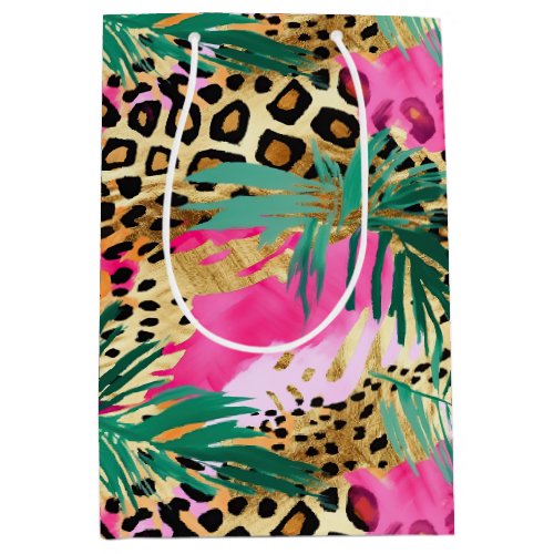 Pink Safari Animals Fur Prints Patterns Fun Medium Gift Bag
