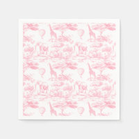 Pink Safari Animals Toile de Jouy Baby shower
