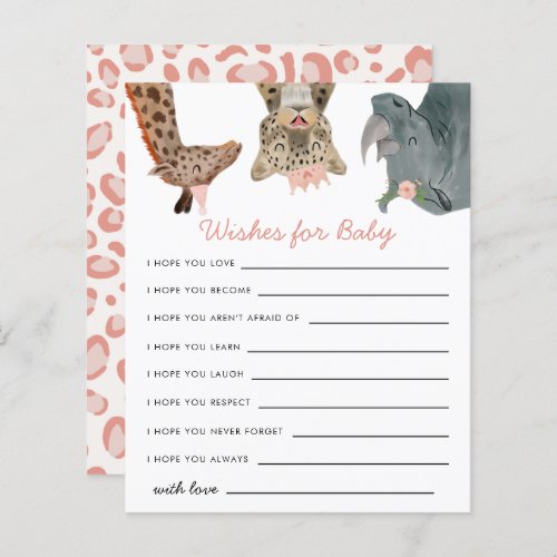 Pink Safari Animals Wishes for Baby Card