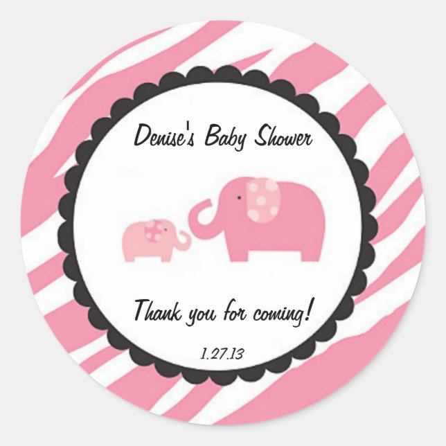 Pink Safari Elephant Sticker (Front)