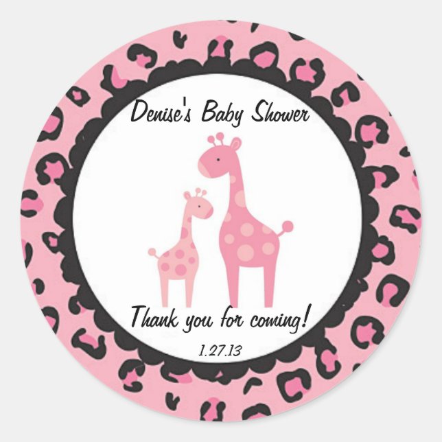 Pink Safari Giraffe Sticker (Front)