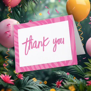 Pink Safari Jungle Calling All Party Animals Letterpress Thank You Card