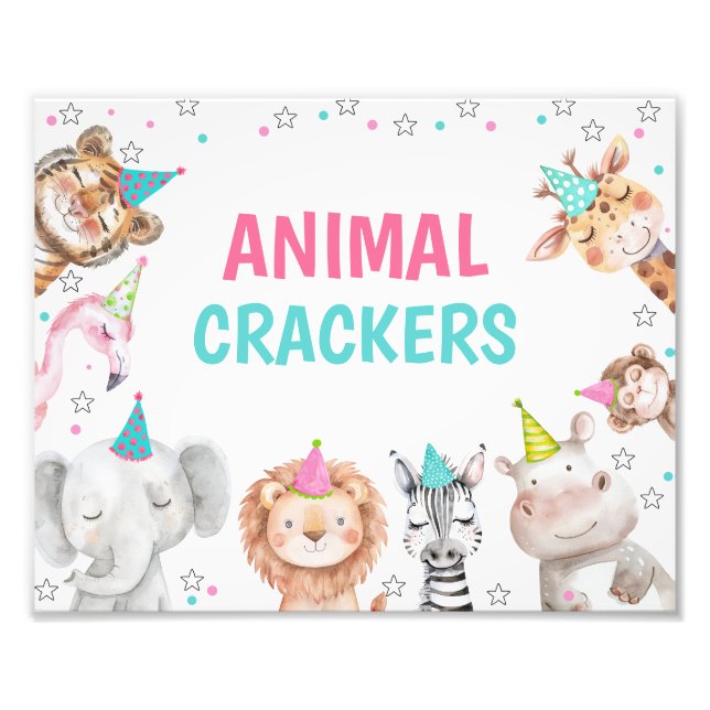 Pink Safari Party Animals Birthday Party Sign (Front)